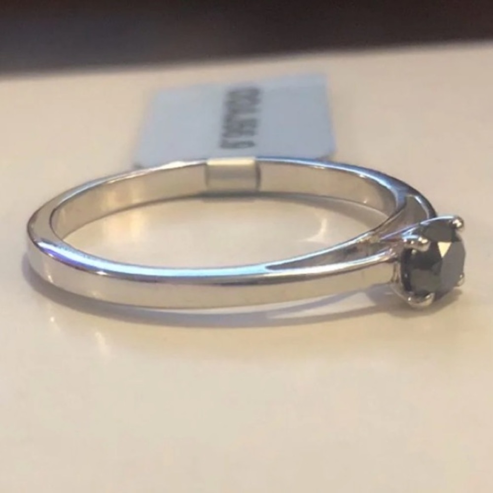 Genuine 1/3 Carat Black Diamond Ring - Picture 1 of 5